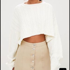 PrettyLittleThing Tops - Cropped cream sweater PrettyLittleThing Tops - Cropped cream sweater